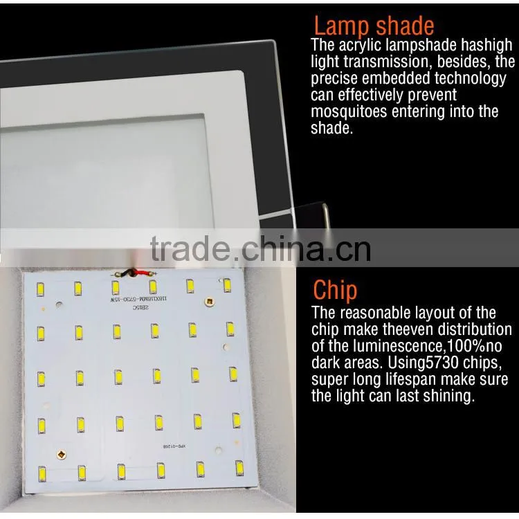 SMD 5630 square 6w 12w 18w 24w glass led panel light