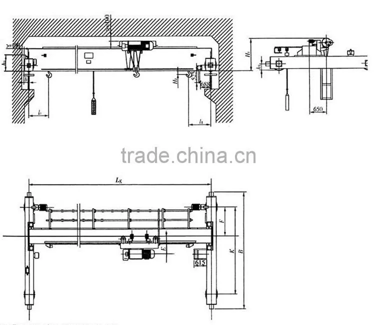 LP model single beam motor crane electric single girder overhed travel crane