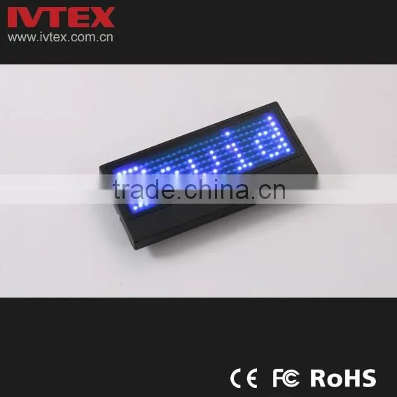 Digital Blue Rechargeable Battery Backup LED Sign / LED name badge / Digital badge