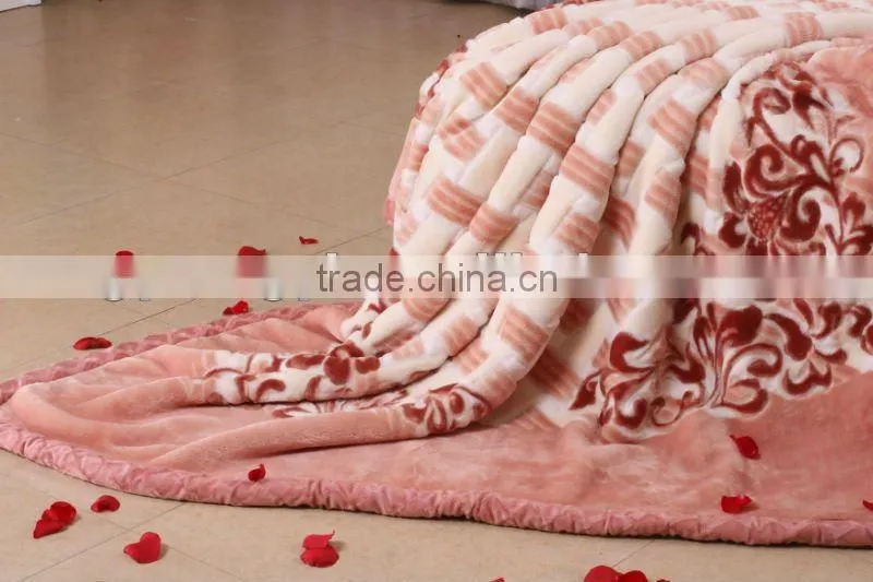 100% polyester printed and special carving raschel blanket 5kg