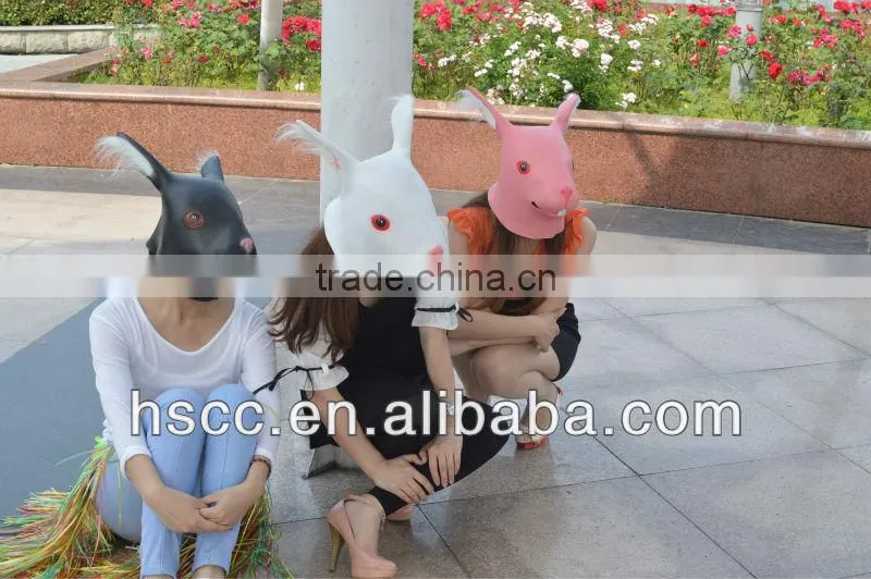 Adult Full Head Rubber Animal Mask Bunny Rabbit White