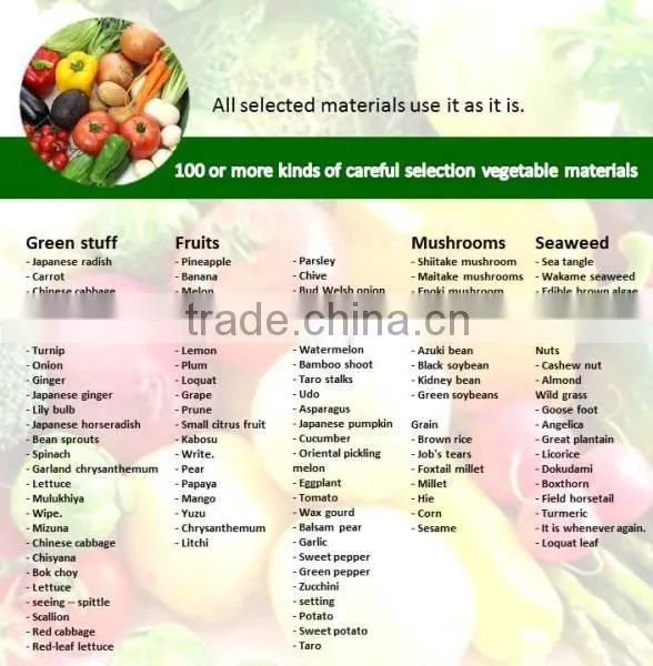 High quality health supplement made from fermented vegetable(fermented food)