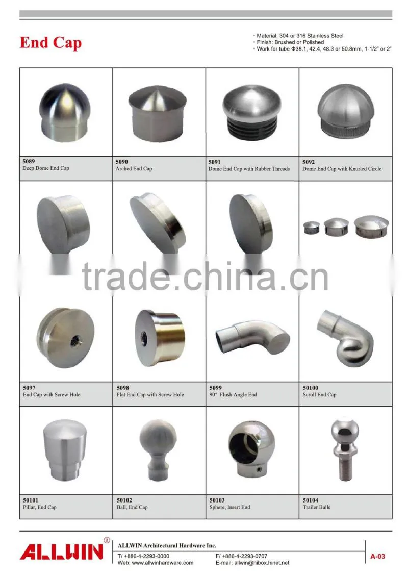 Stainless Steel Round Tube Arched End Cap
