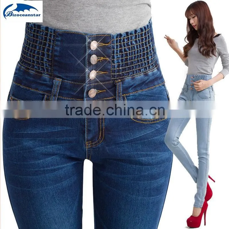 Sexy women blue New High Waist Skinny Denim Jeans Slim Fashion Long Pencil Pants