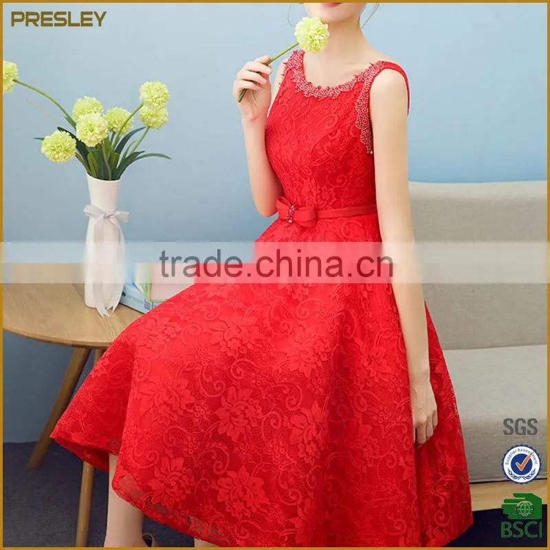 Presley oem wholesale ladies suits lace red design new model girl dress