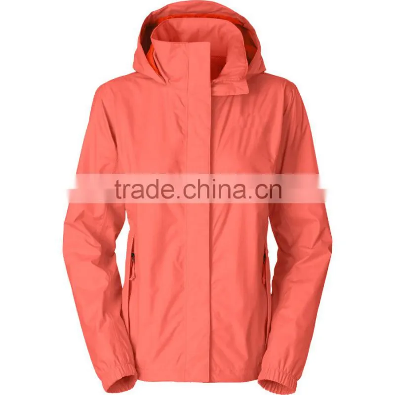 Hooded lightweight women's plain rain jacket