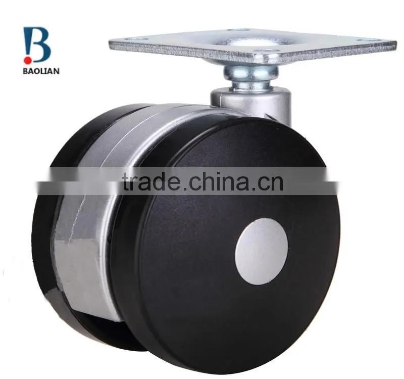 2016 newest 3-inch black metal plate nylon plastic rivet swivel caster with brake