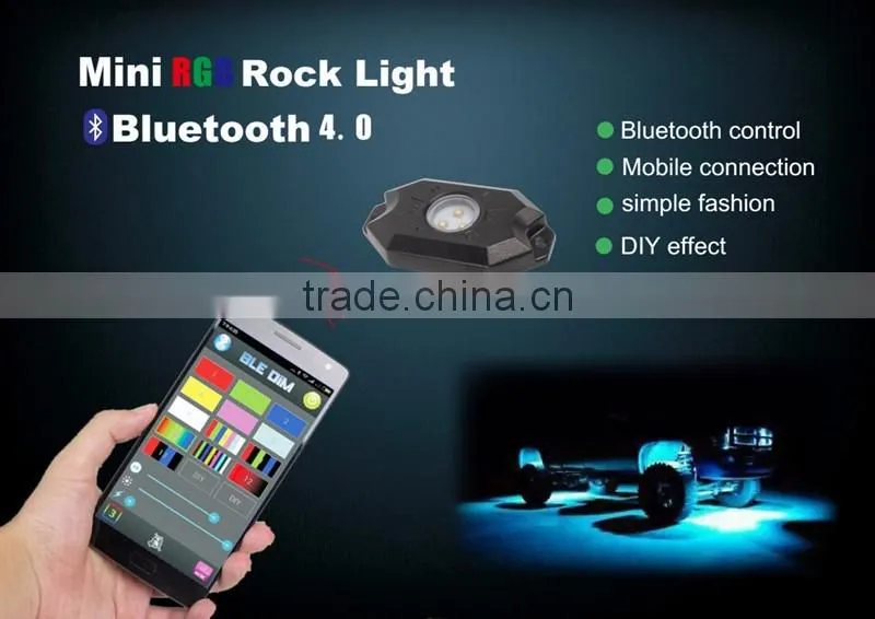4piece a group 9W RGB LED Rock Light kit Fender Under Car Truck Vehicle Crawler light for Offroad SUV 4WD ATV