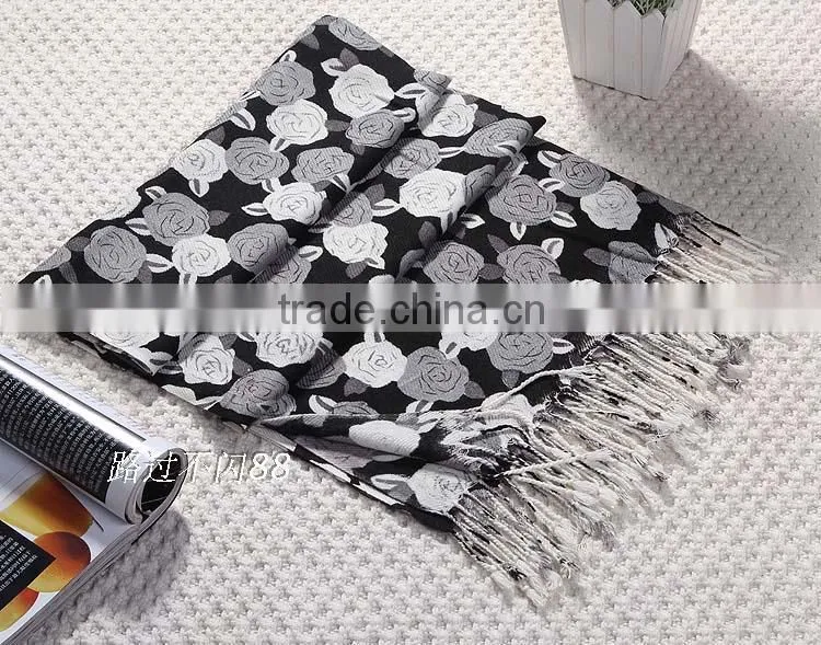 rose flower printed pashmina scarf 15