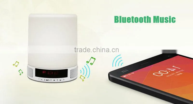 New trend hot bedroom product touch control led lamp blueooth speaker with LED screen clock display and alarm clock function