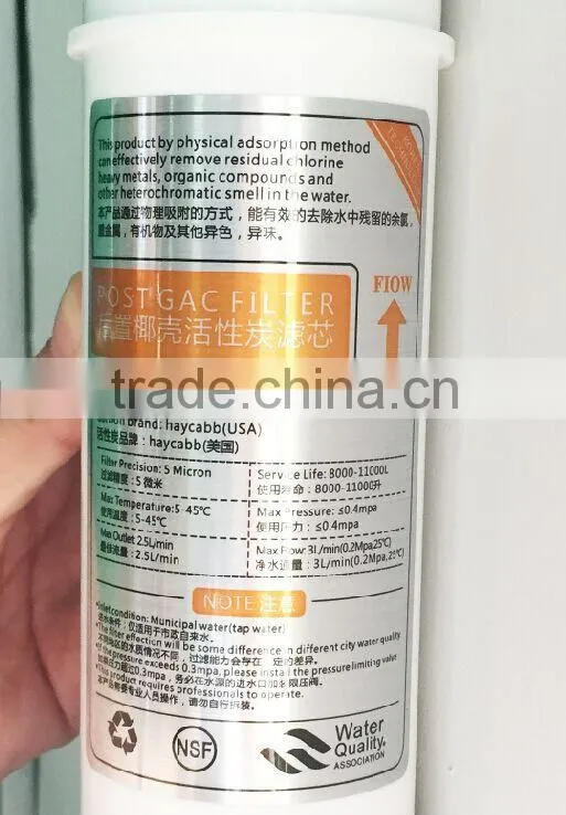 10'' post carbon filter water Filter cartridge with shell for Reverse Osmosis Water Purifier water filter assembly parts