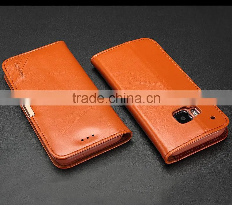 Real cow leather Magnetic flip wallet case for HTC ONE M9