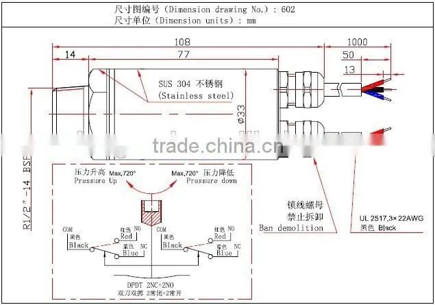 China Foshan Explosive proof pressure switch 602
