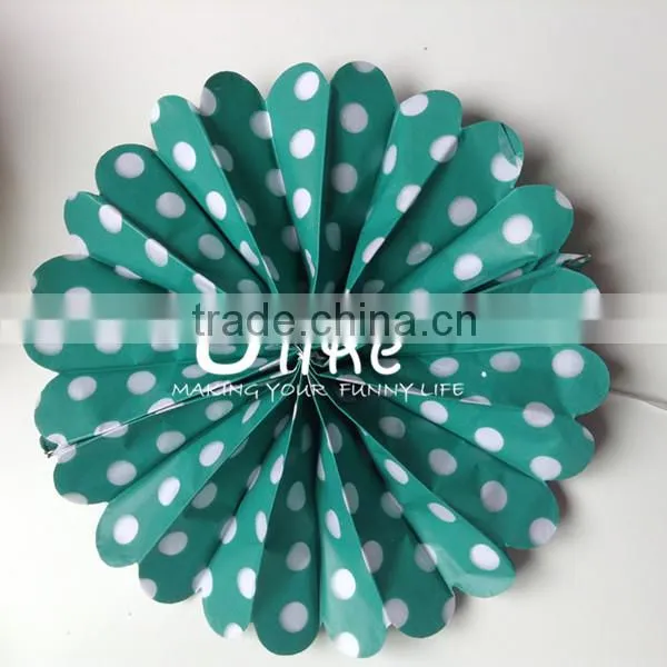 popular polka dot paper fan double used paper pinwheels fan and pom poms flowers wedding table decoration