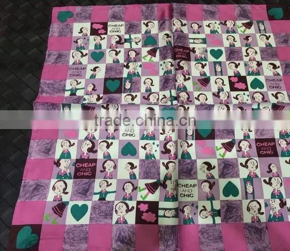 100% silk square scarf with cartoon pattern for children