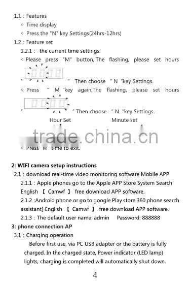 HD 720P H.264 Wide Angle Lens WIFI Alarm Clock ,Motion Detection SPY WIFI Alarm Clock Camera