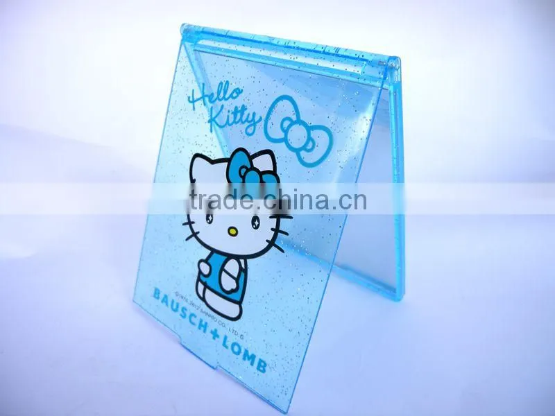 ABS mirror,square mirror, blue hello kitty mirror, standing mirror, portable fold cosmetic mirror