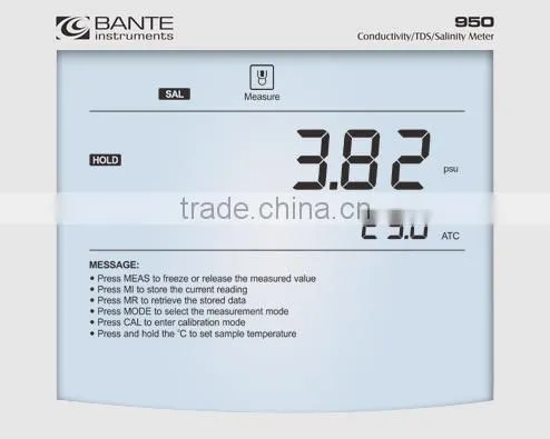 Bante950 Digital Salinity Meter | Conductivity/TDS/Salinity Meter