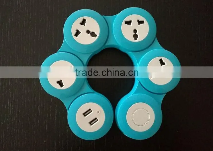 360 degree Flexible European plug multi way extension socket bending pivoting power strip