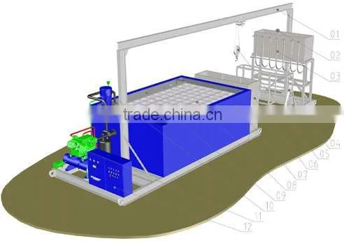 Large production block ice plant with high efficient cooling system