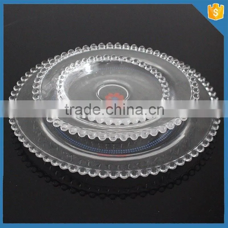 Wedding used wholesale glass beaded charger plate
