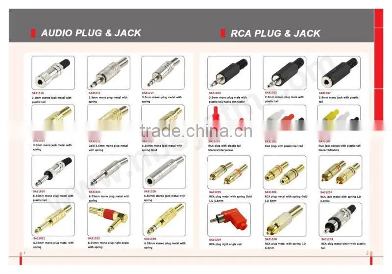 RCA plug metal with spring Gold I.D 6mm