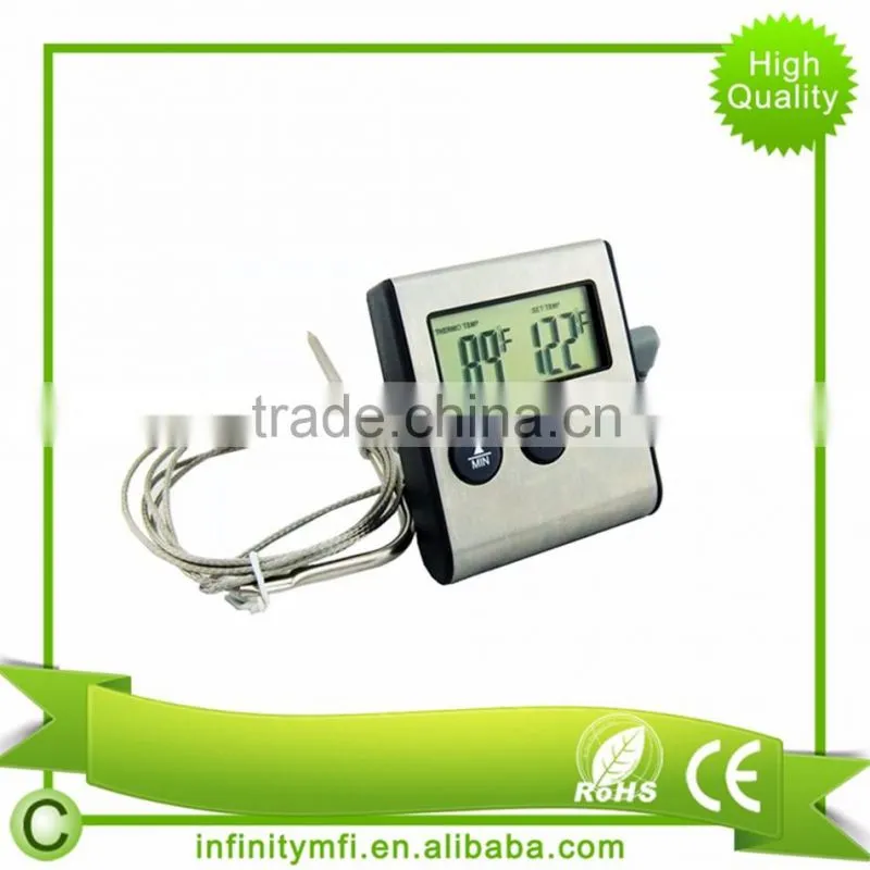 Digital Thermometer for Oven Digital LCD Display Probe Food Thermometer Timer Cooking Kitchen BBQ Meat
