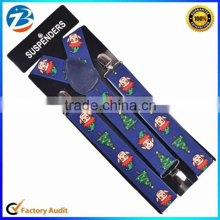 Christmas Trees Printed Mens Lady Elastic Clip-on Adjustable Braces Suspenders