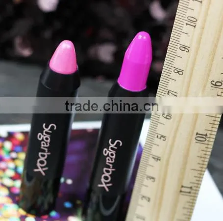 Newest 12 Fashion Colors Name Sugar Box Mini Water Sense Lip Stick Lipstick Pencil, Long Lasting than Kiss proof