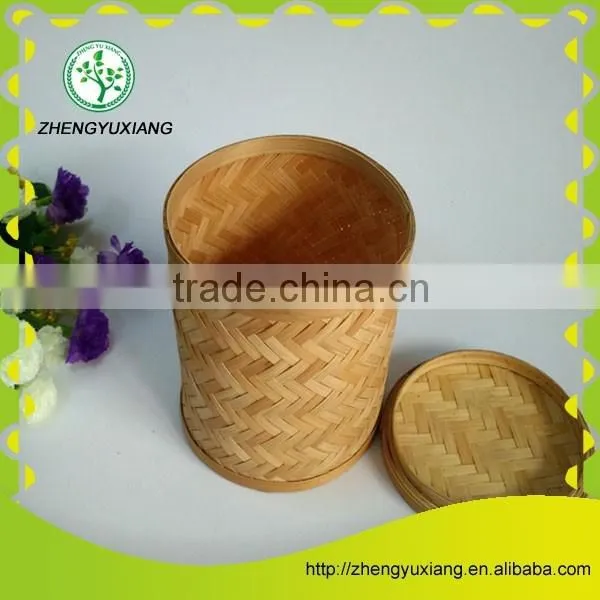 Antique natural bamboo tea caddy with lid