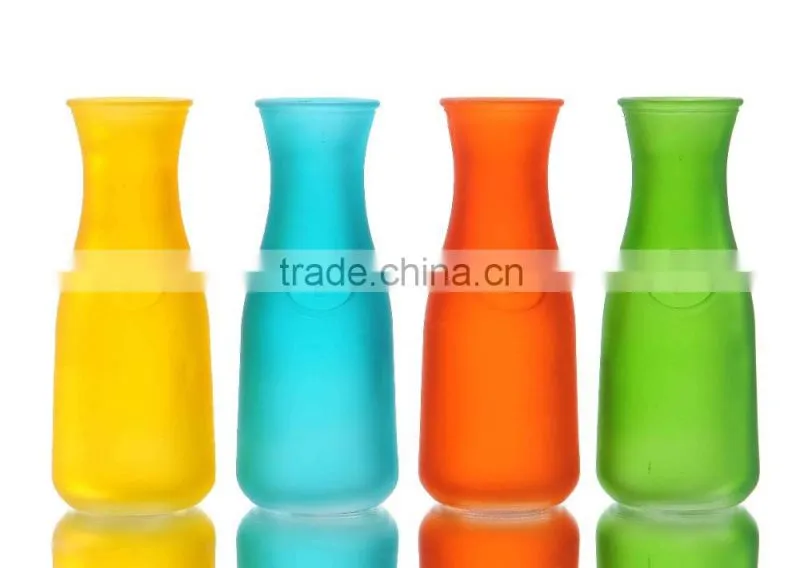 8'' Tall Carving Frosted Color Glass Vase