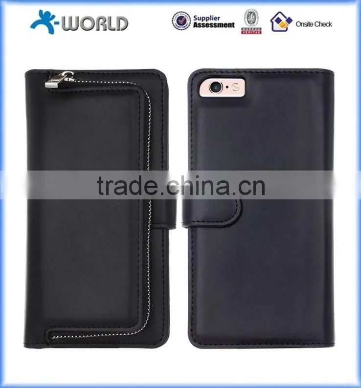 Leather Wallet Case Cover With Detachable Magnetic Hard Case For iPhone 6S