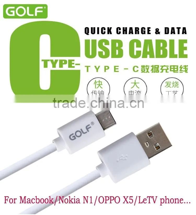 Original GOLF Type-C USB 2.0 Cable Quick Charger Sync Data Cable For Macbook/Nokia N1/OPPO X5/LeTV phone
