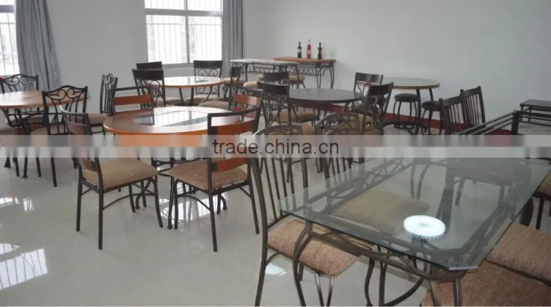 modern metal wood and lether dining table and chairs 1+4 sets