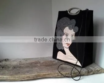 Custom Eco-friendly Felt Tote Bag With Long Strap/fashion felt bags
