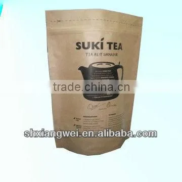 Heat Seal Paper Foil Bags With Zipper Stand Up Pouches