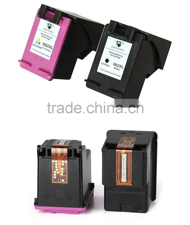 High qualtiy no plug nozzle compatible hp 662 printer ink cartridge