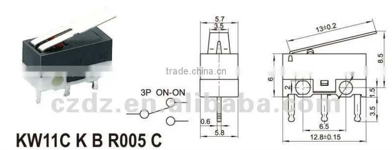 M77 KW7-15 No lever micro switch China electrical ( 125VAC 250VAC ) push to off 2 pin micro switch