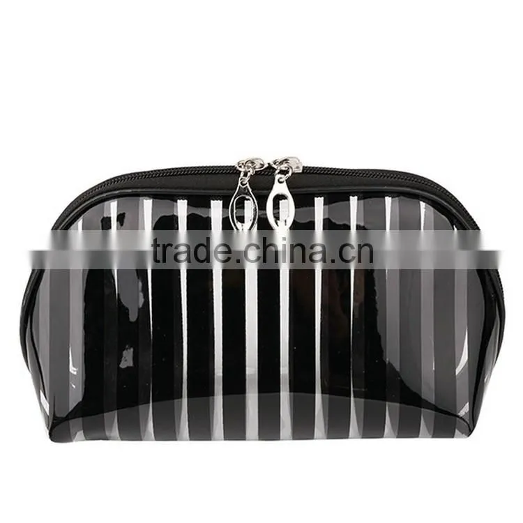 Stripe PVC Transparent Toiletry Bag Portable Travel Cosmetic Bag