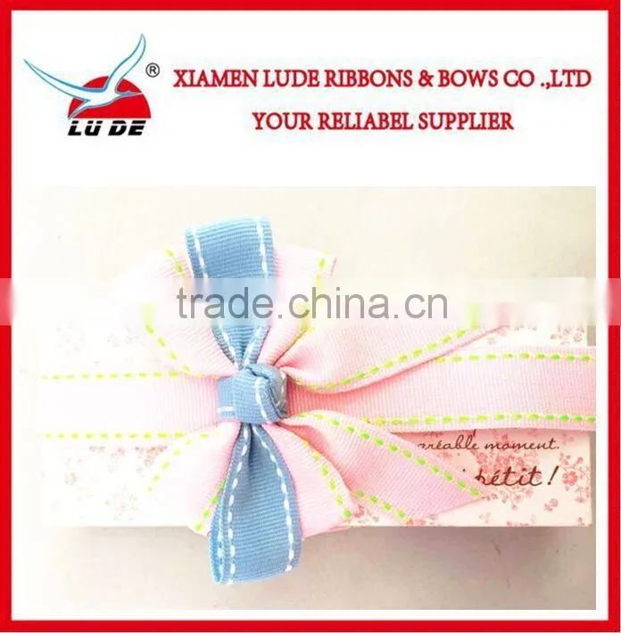 wholesale handmade stitch grosgrain ribbon for small gift packing boxes