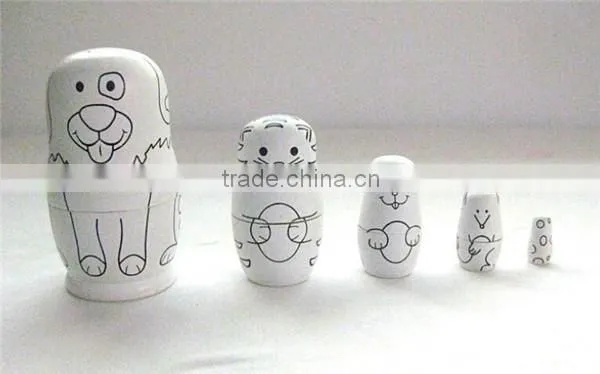 Kids funny wooden nesting doll diy toy