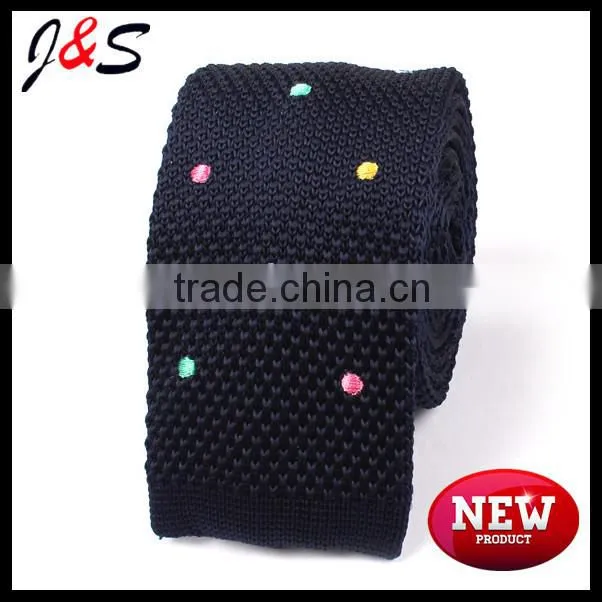 new arrival pink knitted tie with white polka dots KT064