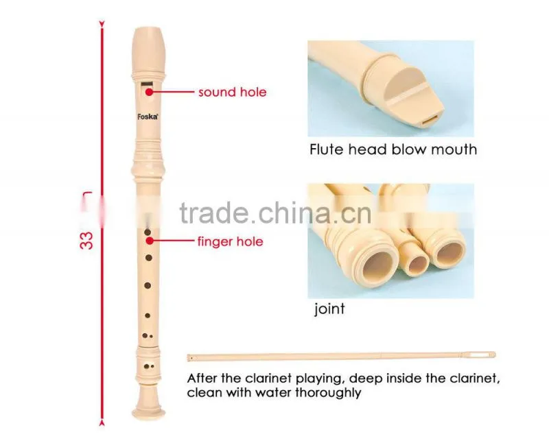 Hot Sale Different Colors Plastic/ABS Flute with Cleaning Stick