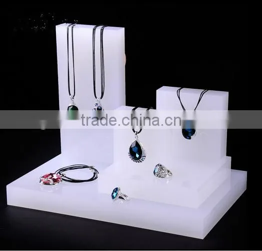 white acrylic jewellery display block stand