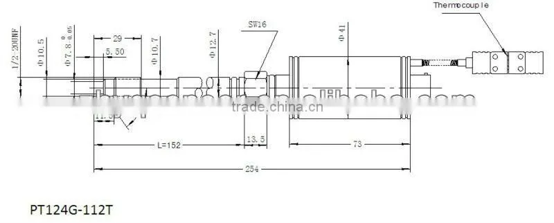 high accuracy rigid Melt Pressure transducer with MV/V output & J thermouple