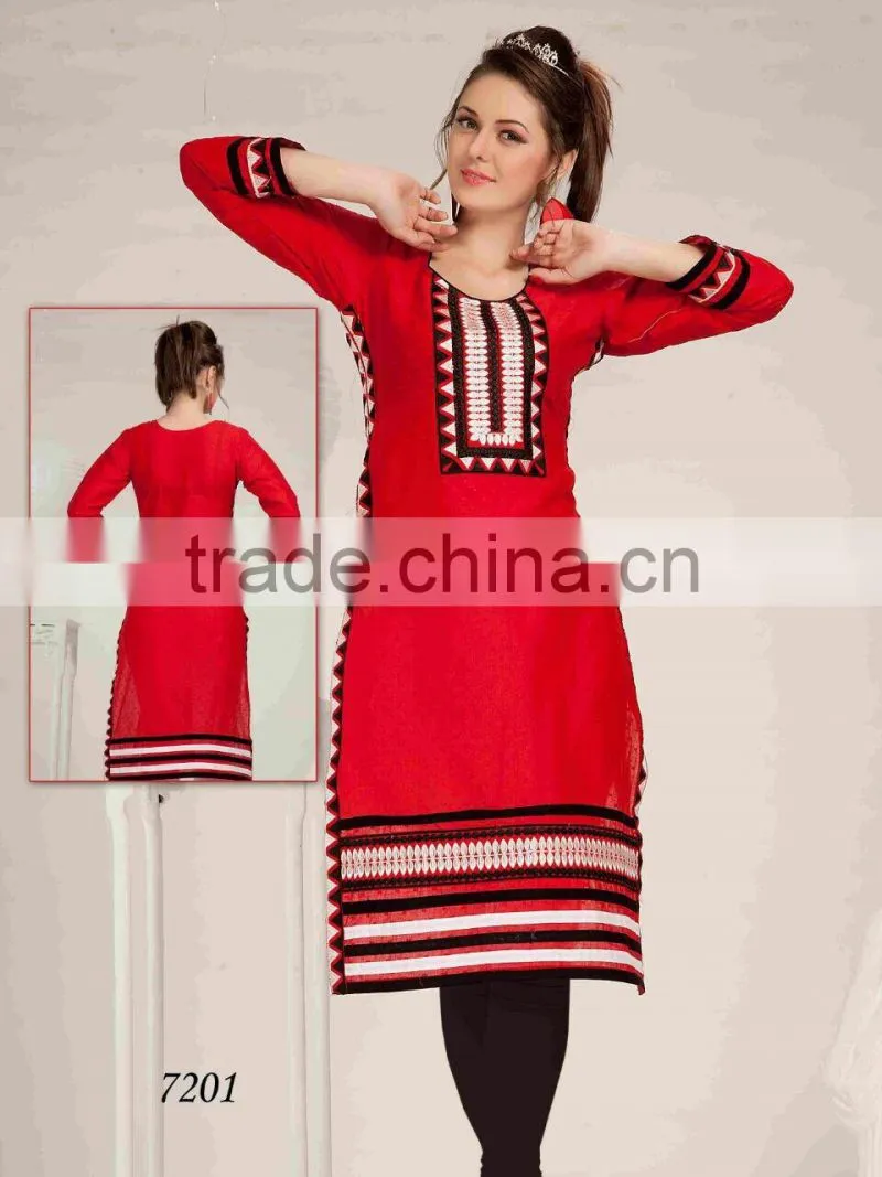 Designer Silk Embroidered KURTI-TUNIC-TOP-KURTA