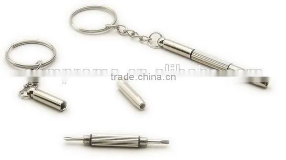 Metal screwdriver keychain for glasses repair