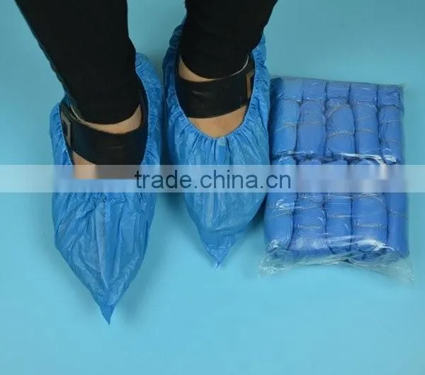 Disposable PE/CPE/PP+PE/PP/SMS/ shoe cover 15*41cm with machine made or hand made