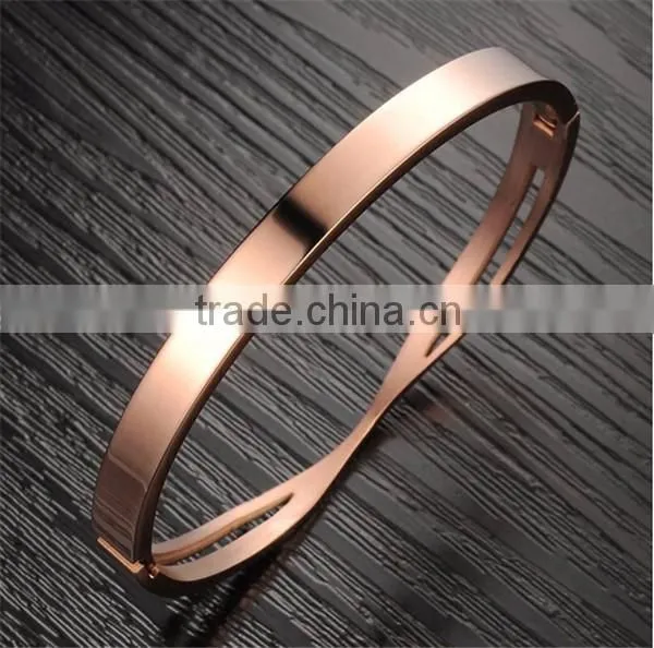 holesale wedding rose gold jewelry unique design polishing cuff bangle for women