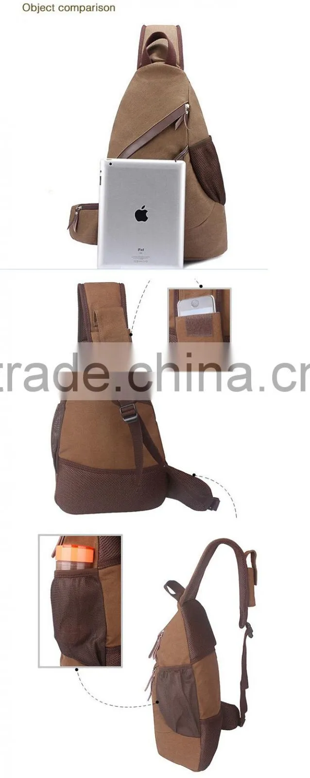 Canvas triangle shaped backpack